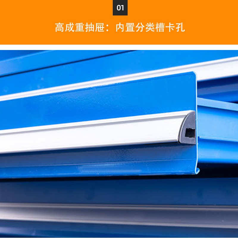 帅畅重型工具柜加厚物件工具储物柜工厂铁皮柜汽修厂零件收纳柜蓝色四层一抽带挂板高清大图