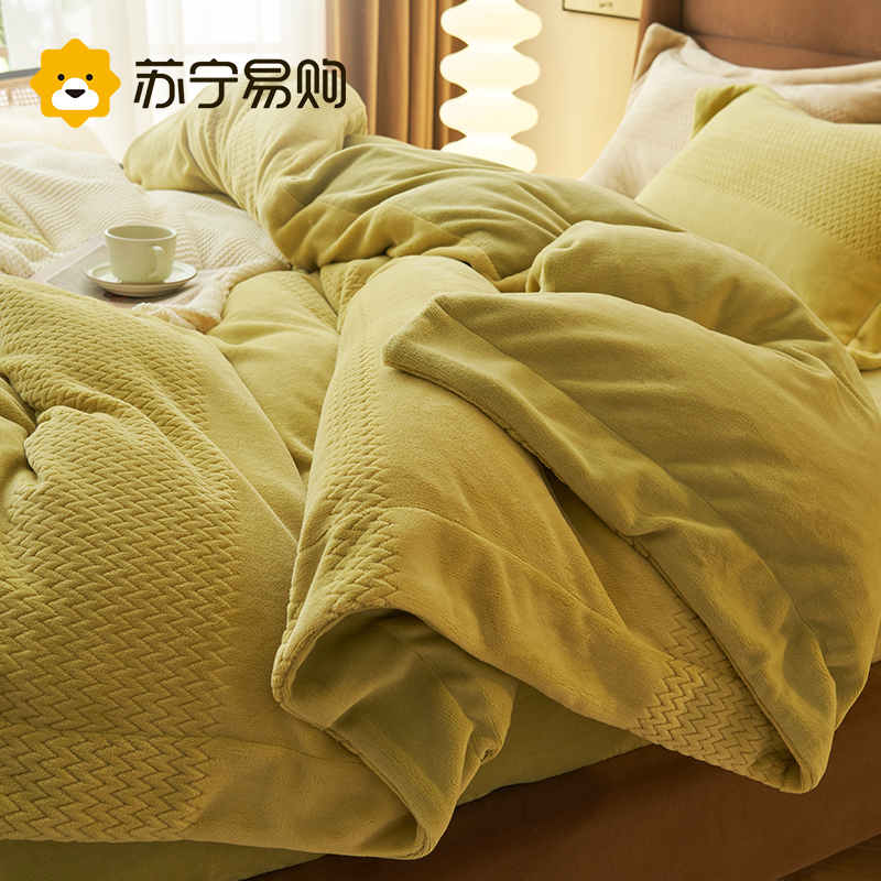 牛奶绒四件套冬季珊瑚绒双面加绒被套法兰绒床单加厚保暖