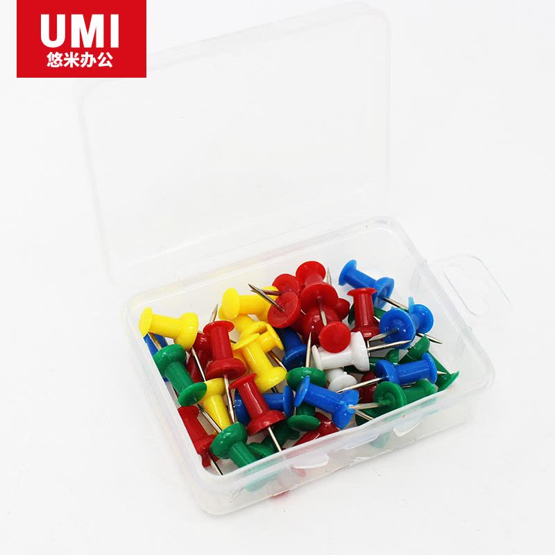 悠米 彩色工字钉(塑盒装,35pcs/盒) B10301X 配(红、黄、蓝、绿、白)3盒装图片