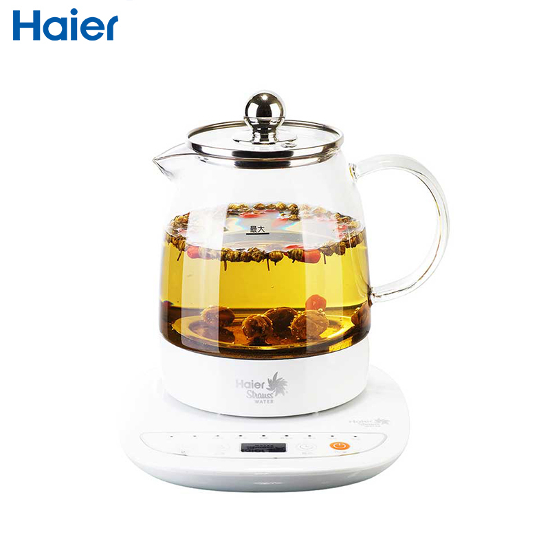 海尔(Haier)全自动养生壶H7 花果茶壶中药壶 按键式 国产温控器1.2升 高硼硅玻璃 底盘加热 智能养生壶