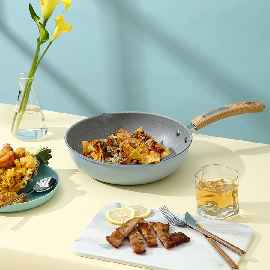 佰造(BAIZAO) 天蓝色 艾厨不粘煎炒锅BZ-FC505高清大图