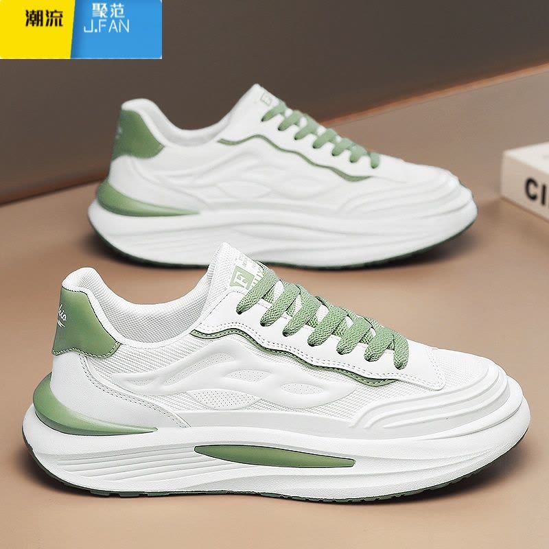 聚范莆田男鞋夏季透气2024新款跑步休闲增高小白网面老爹潮鞋图片