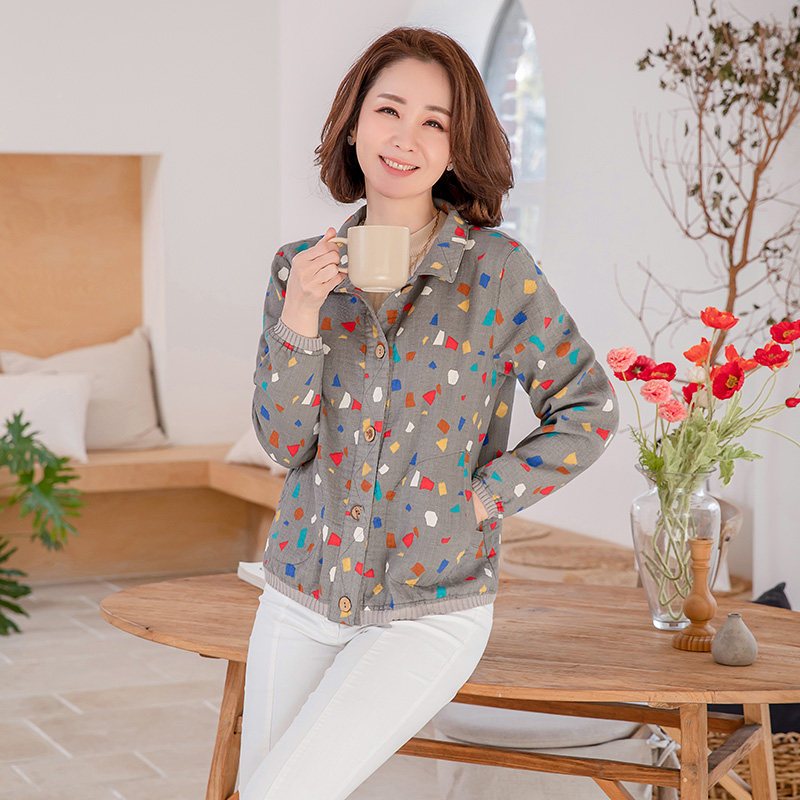 香颜品牌中老年女春秋装长袖棉麻上衣薄款妈妈装2021春装新款外套时尚