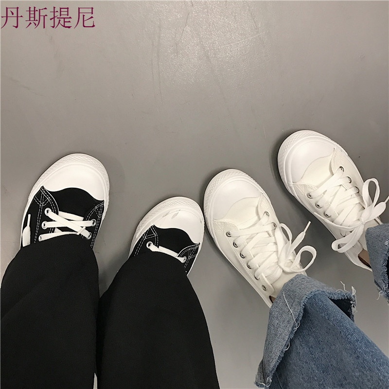 2018舒适韩风学生小白鞋夏季新款小清新百搭系带平底帆布鞋女