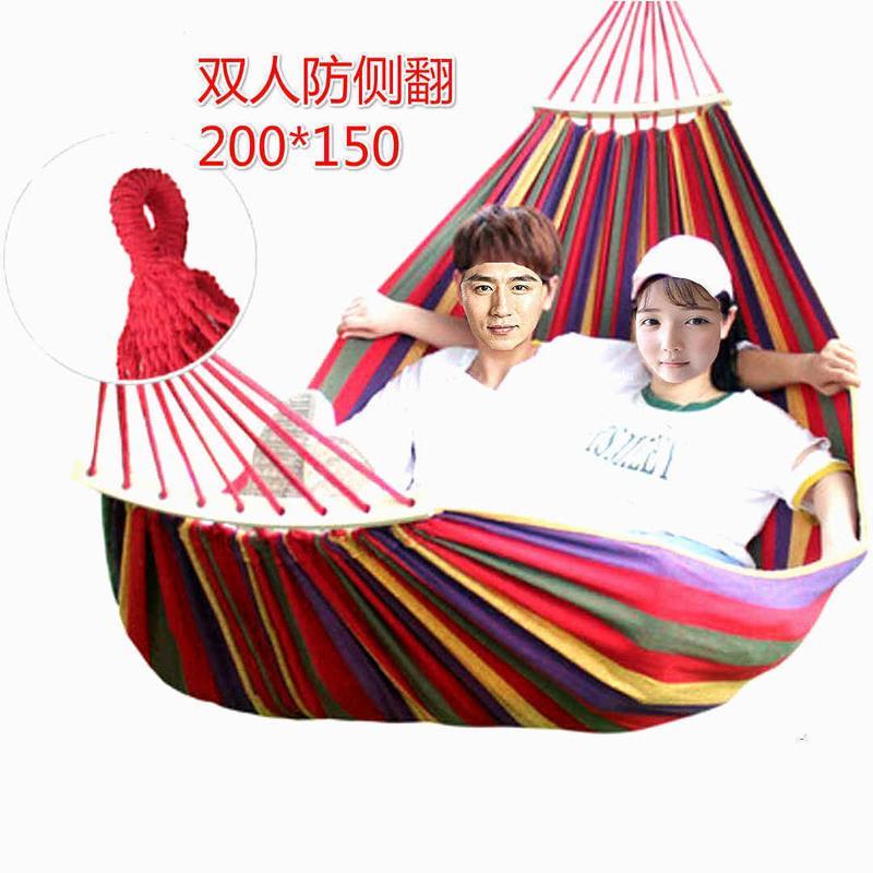 吊床户外防侧翻加厚帆布透气学生宿舍吊床透气防侧翻汇聚吊床 随机绑