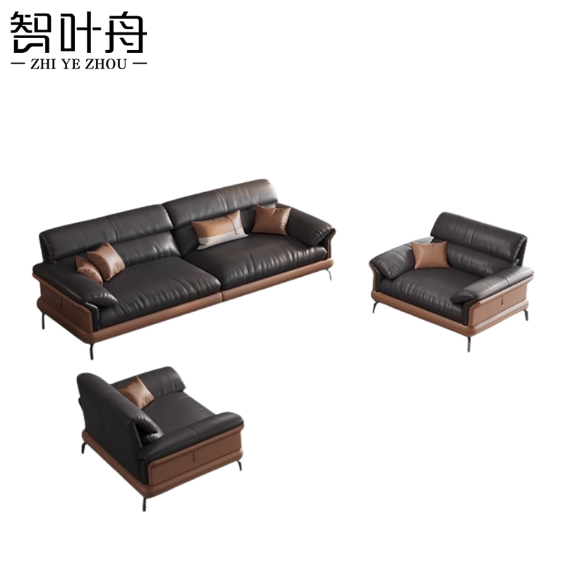 智叶舟办公沙发组合2100*900*840mm(3+1+1)套高清大图