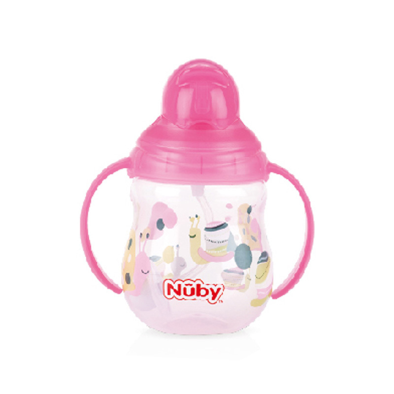努比(Nuby)咔嗒双耳360°弹跳吸管杯270ml 粉色