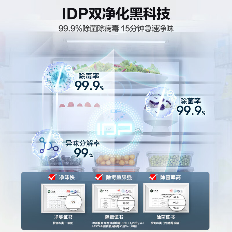 容声(Ronshen)516升双净双系统电冰箱十字对开门家用风冷无霜灰色一级节能变频大容量BCD-516WD1FPA高清大图