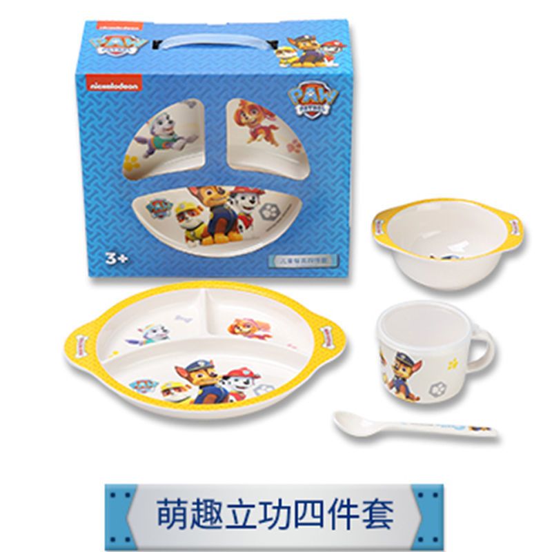 苏宁自营汪汪队官方授权宝宝分格餐盘汪汪队儿童餐具套装卡通训练儿童碗防摔防烫辅食碗 分格餐盘 儿童卡通勺