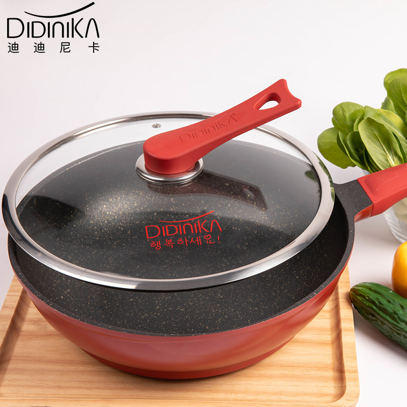 迪迪尼卡(Didinika)麦饭石不粘锅无烟锅平底炒锅网红麦饭石家用30cm炒锅+硅胶铲子