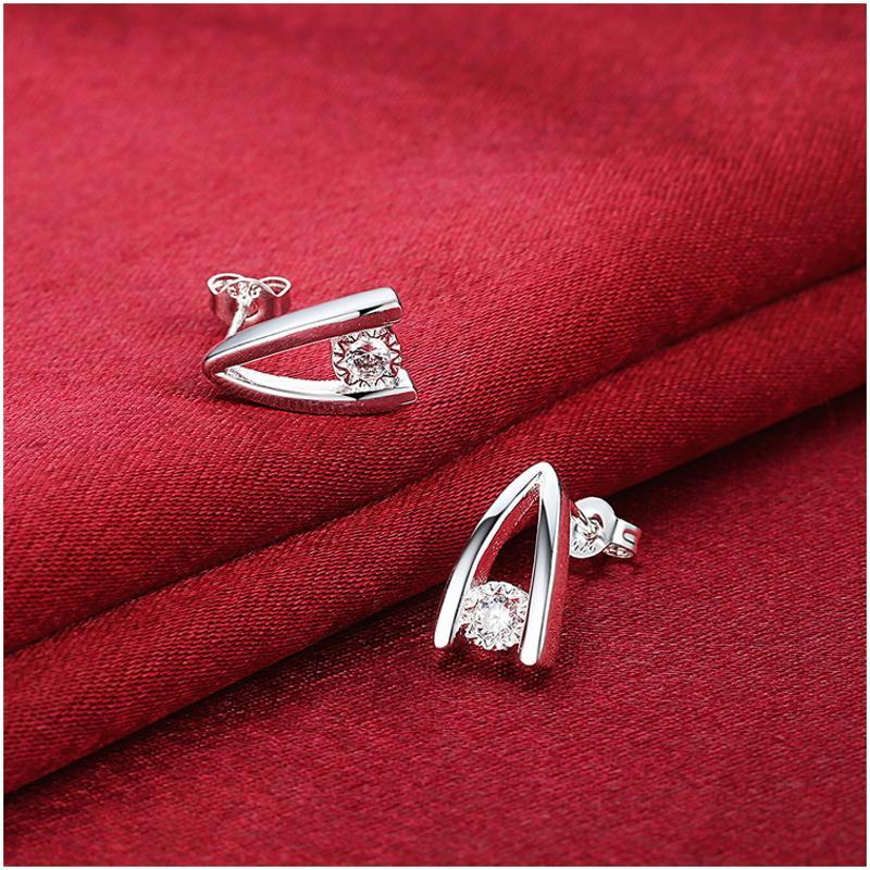 E771 Women Silver Earrings 镀925纯银精致耳坠日韩版女耳钉耳环送女朋友七夕情人节礼物