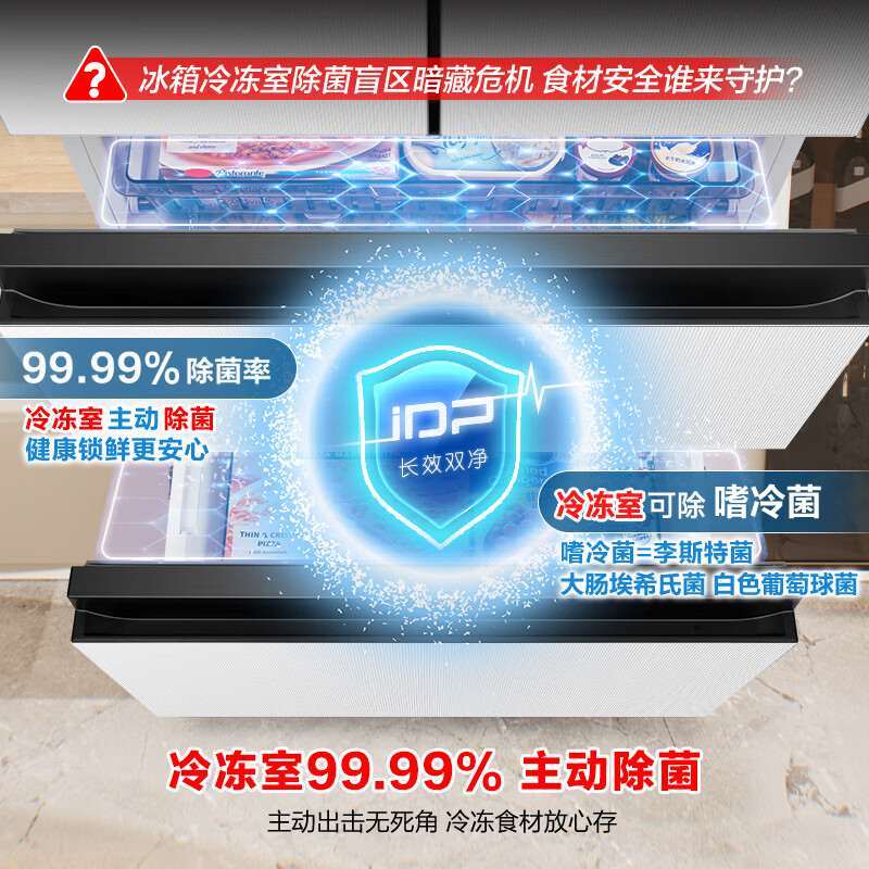 容声BCD-518WD15MPA 518升双净双系统家用法式四开门主动除菌一级变频风冷无霜白色超薄嵌入双循环冰箱高清大图