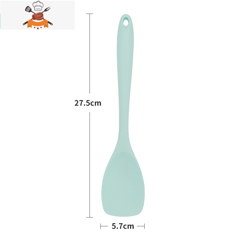 婴儿辅食硅胶铲可高温儿童炒菜铲子护锅铲宝宝辅食汤勺不粘锅套装 敬平 薄荷绿煎铲