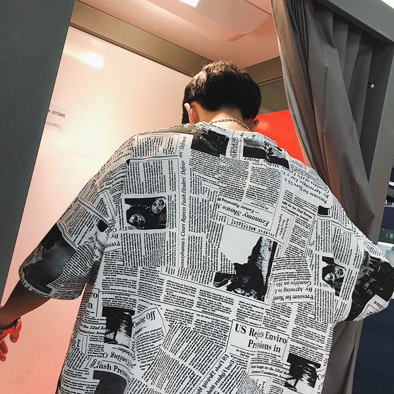 男士短袖T恤个性时尚学生韩版宽松bf风半袖上衣服五分中袖5五分袖