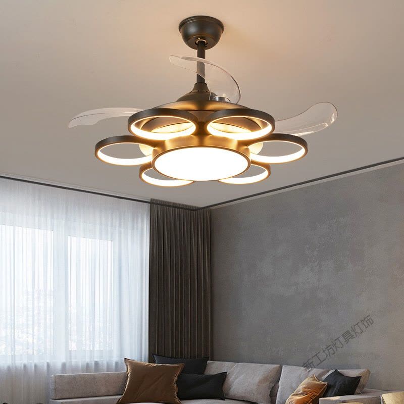 苏宁放心购 吊扇灯北欧风扇吊灯现代简约轻奢客厅电风扇大气家用带灯吊扇LED餐厅隐形吊扇灯FS635图片