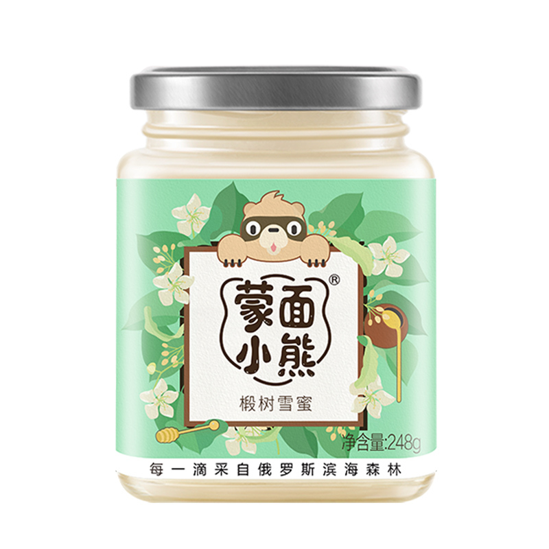 蒙面小熊俄罗斯进口椴树雪蜜波美度42.5+滋补蜂蜜248g/瓶