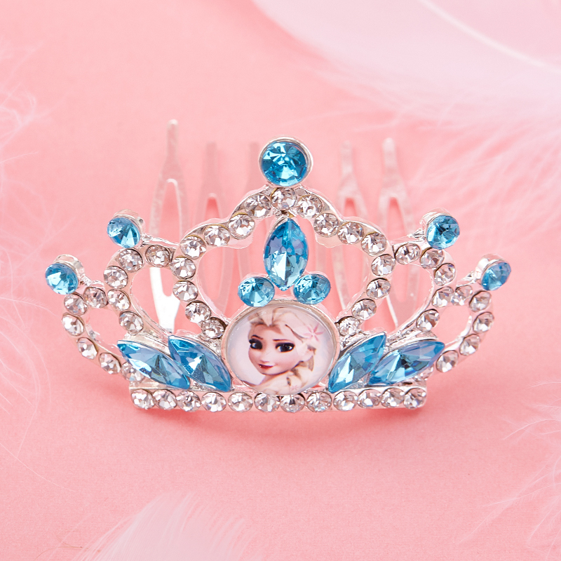 迪士尼儿童发饰皇冠冰雪奇缘头饰女孩水晶发卡公主小女孩王冠装饰冰雪
