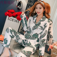 春秋睡衣女秋季韩版清新学生开衫时尚长袖碎花家居服宽松纯棉套装