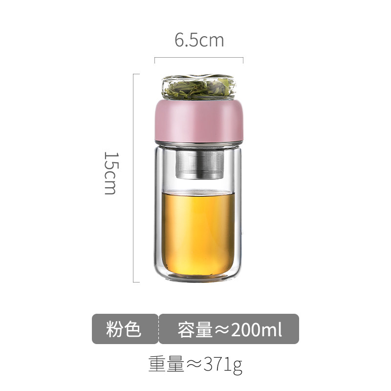 家柏饰(CORATED)茶水分离玻璃杯便携男带过滤泡茶叶双层迷你简约水杯子女 蓝色200ML+杯刷高清大图