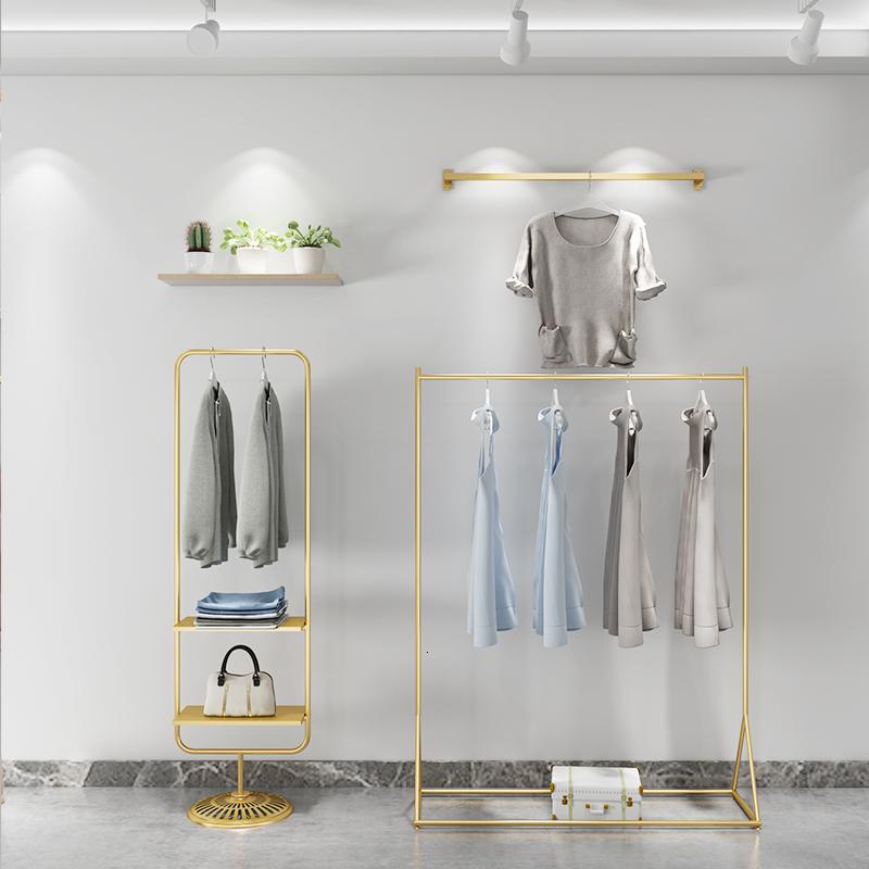 衣服架子服装店挂衣架金色女装店展示架落地式童装货架陈列架组合晾晒