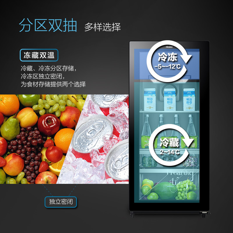 海尔(Haier)121升冰吧酒柜家用冷藏冰箱客厅办公室冷柜冰柜 梯度温区 趣味制冰 电子温控 立式存储 LC-121D高清大图