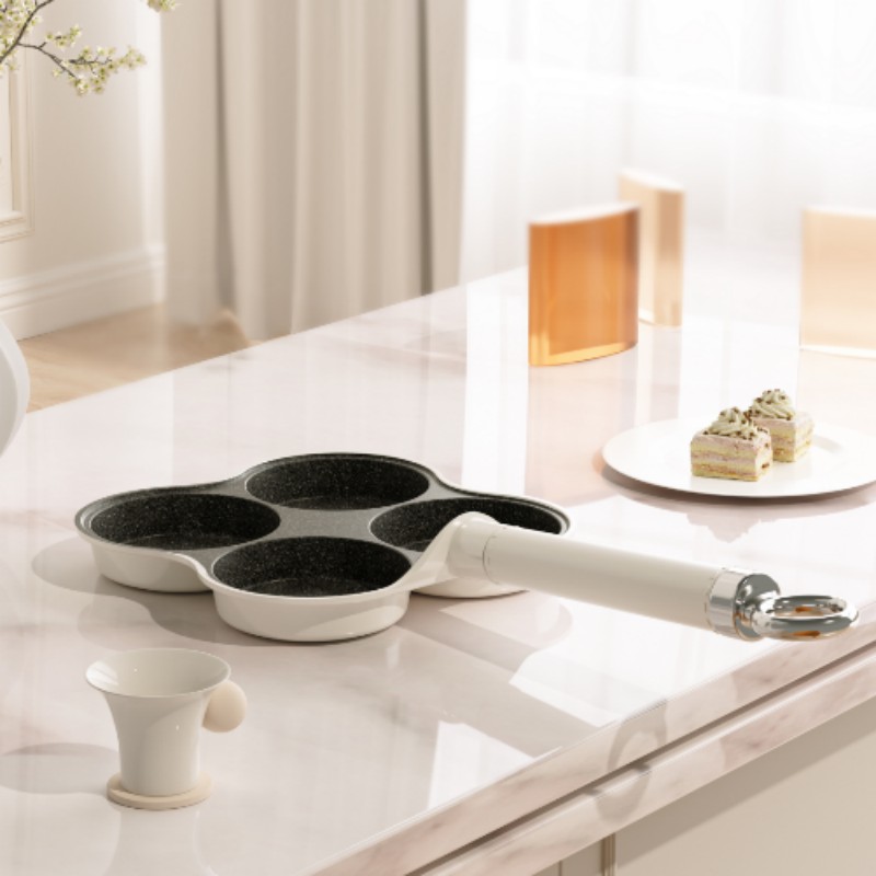 U-KITCHEN山茶花系列厚蛋烧专用煎蛋饼早餐锅家用 四孔煎盘XST-2003