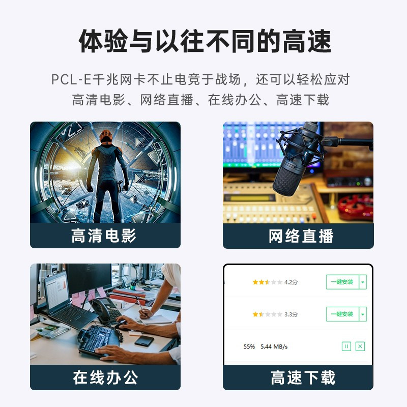 勇夺 intel I225原装芯片PCI-E X1千兆单口2.5G网卡台式机电脑内置有线网卡以太网络适配器