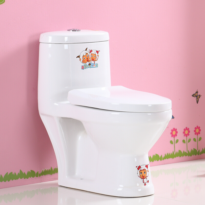彩色儿童马桶陶瓷彩色盖坐便器幼儿园小孩马桶卫浴彩花座便器a款黄色