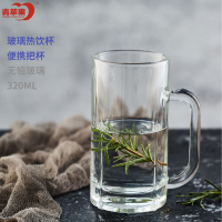 青苹果玻璃水杯茶杯EZ2233单层带把多用途果汁杯啤酒杯