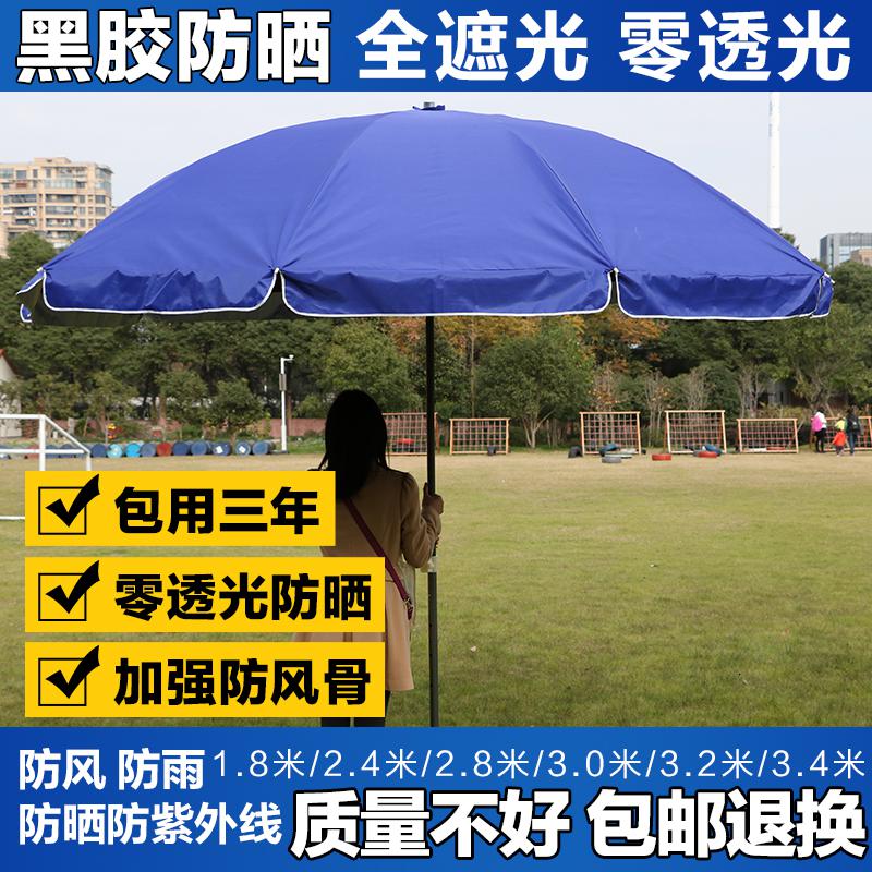 家柏饰(CORATED)大号圆伞黑胶摆摊伞大型地摊太阳伞沙滩伞防雨防晒折叠 2.4米三层架黑胶双层加厚红色高清大图