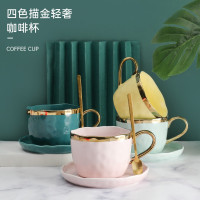 贝瑟斯 奢华描金陶瓷咖啡杯子杯碟勺套装家用茶具咖啡器具 薄荷绿