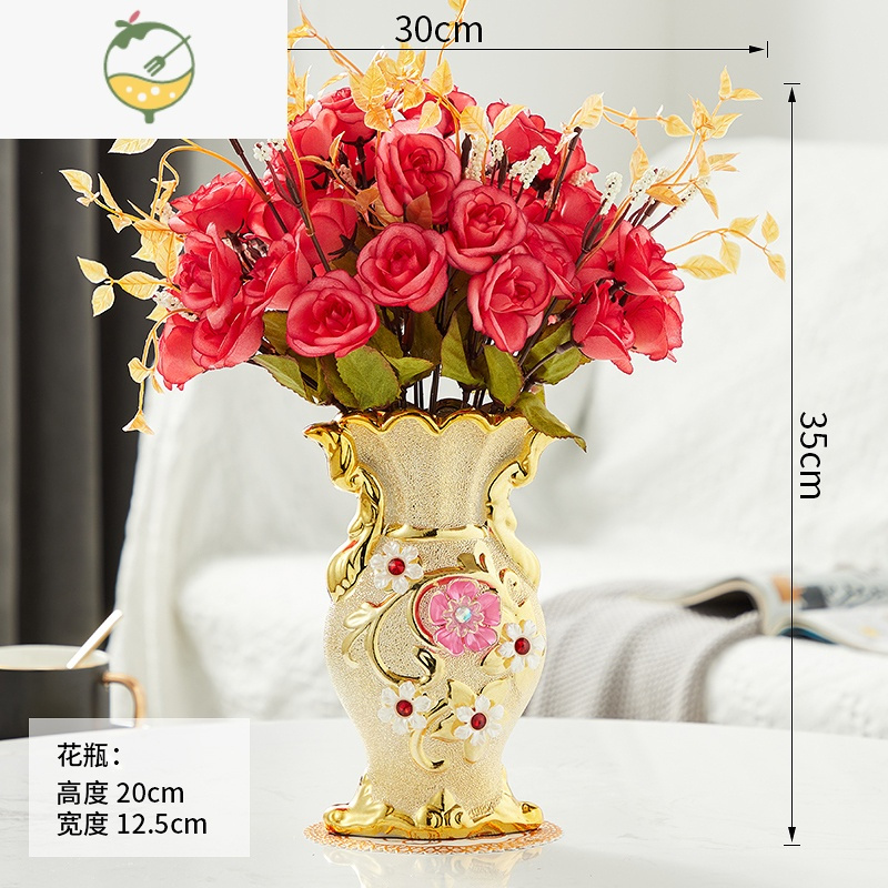 YICHENG陶瓷花瓶客厅插花欧式摆件创意家居装饰品干花仿真花房间桌面花瓶
