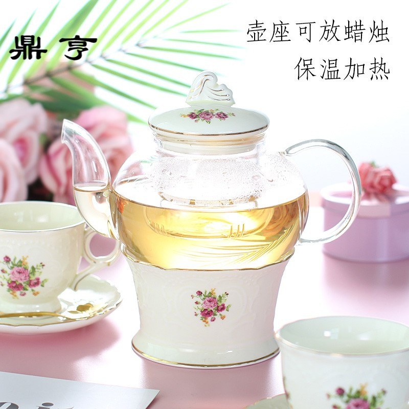 鼎亨英式下午茶茶具欧式煮水果茶壶套装加热玻璃家用泡红茶花