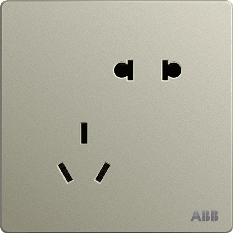 abb开关插座轩致无框香槟银色二三插五孔墙壁电源插座af205cs