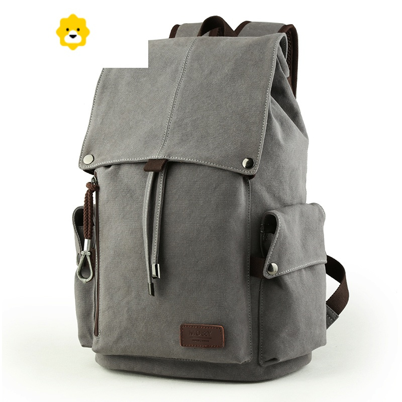 fenghou简约帆布男士双肩背包休闲户外旅行包旅游背包学生书包商务