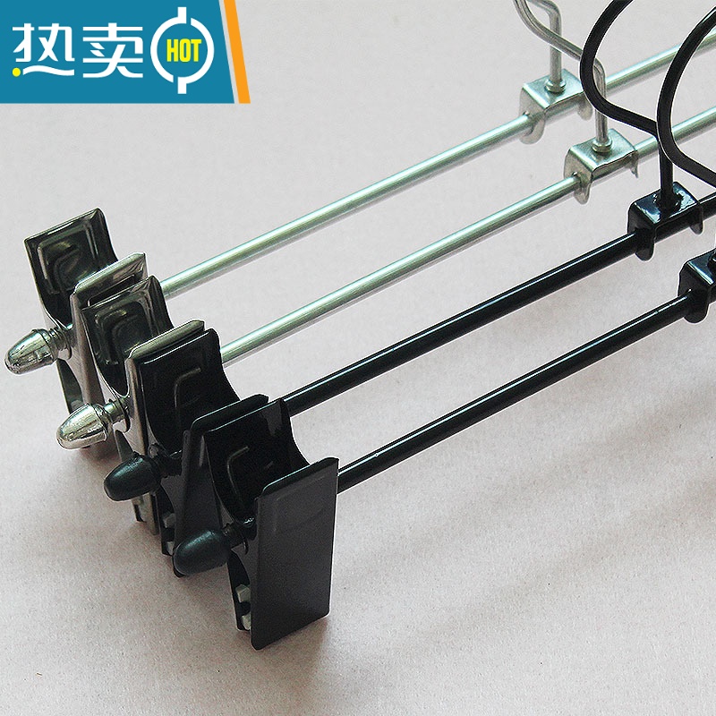 敬平10支装金属黑色裤夹不锈钢色服装店裤架家用伸缩晾衣内衣夹 不锈钢色电镀裤夹 10个高清大图
