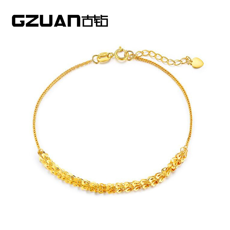 GZUAN 古钻珠宝 18K黄金凤尾女士手链/手镯 BFS0003
