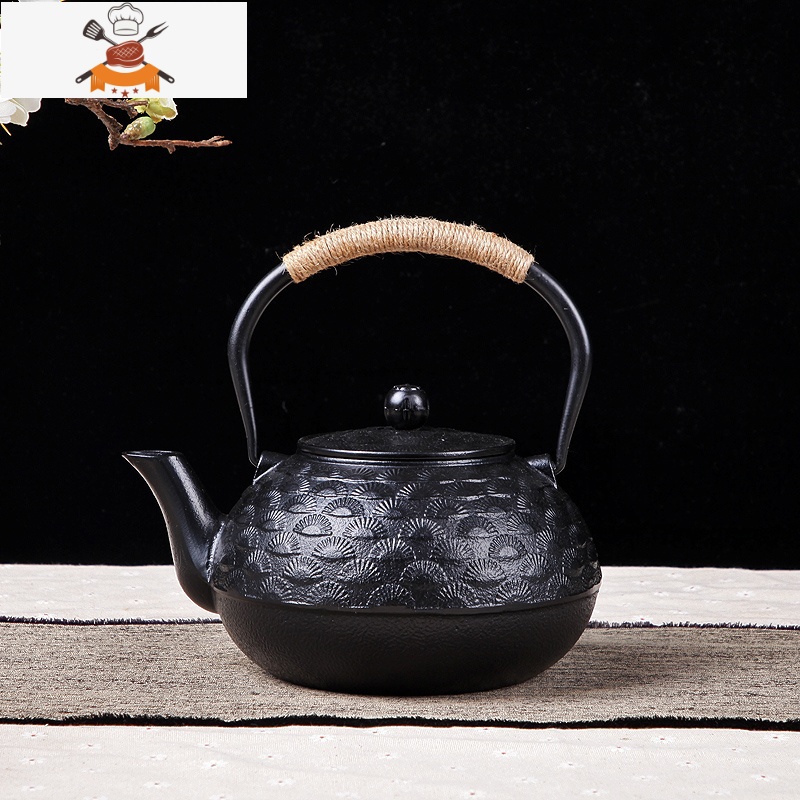 大容量铸铁壶生铁壶烧水茶壶煮茶壶烧水壶泡茶壶带茶网 1.8L雨点黑电陶炉套装 敬平高清大图