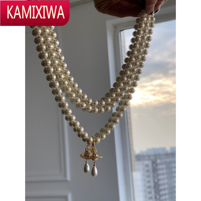 KAMIXIWAHMD西太后珍珠项链土星飞碟闺蜜款多层优雅朋克教母范薇薇安新品