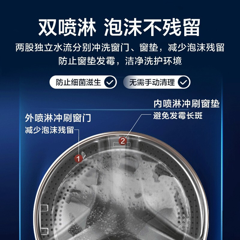 海尔(Haier)纤美超薄款滚筒洗衣机全自动家用大容量一级变频 智能投放 除菌双喷淋525大筒径 9公斤14126