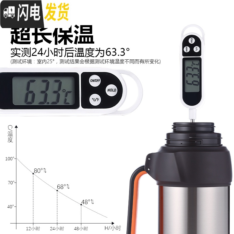 三维工匠保温杯男大容量保温壶旅行便携不锈钢热水瓶车载户外保温瓶 1800黑色