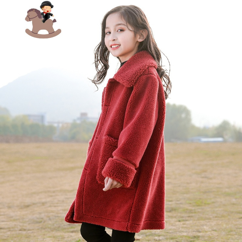 童女装女童秋冬装新款10毛毛外套12女孩洋气13加绒加厚大衣15岁外套童