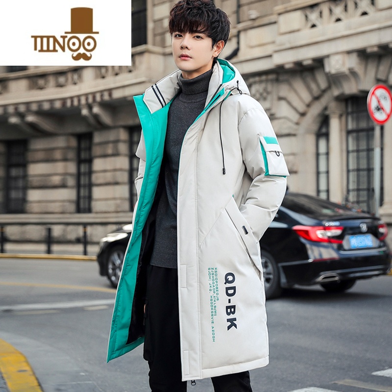 YANXU羽绒服男冬季新款休闲棉衣学生潮牌连帽棉服长款男装外套棉袄 907米色 2XL