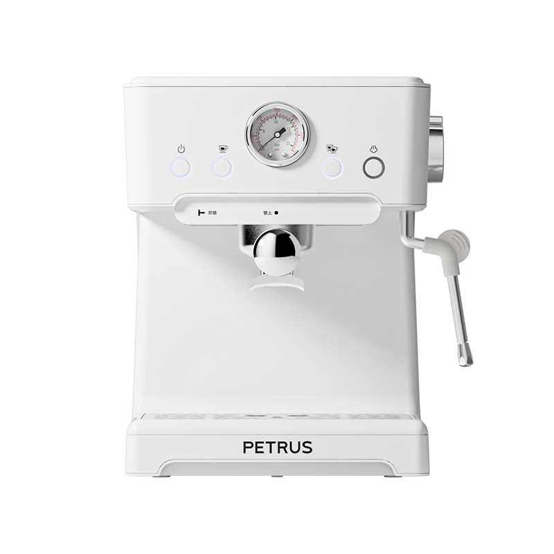柏翠(petrus)柏翠新款PE3690A中端奶白色意式咖啡机(带压力表) 彩钢装饰片机身高清大图