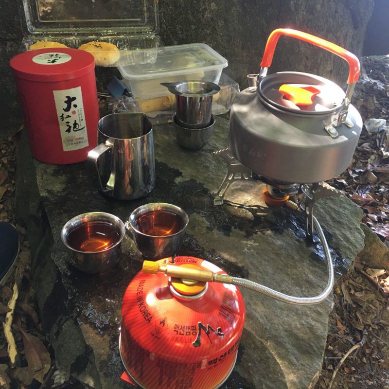 单独口杯三个户外便携不锈钢功夫茶具户外泡茶器滤茶壶旅行炉头野营烧