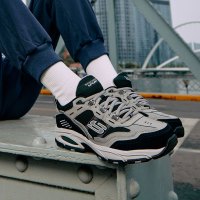 Skechers斯凯奇男鞋新款运动鞋厚底老爹鞋复古休闲鞋轻便减震健步鞋237067-CCBK ZP 237067-CCBK/灰色/黑色 39.5