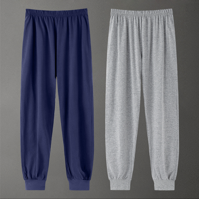 男士睡裤夏季薄款纯棉长裤防蚊裤子夏天家居裤可外穿空调裤居家裤