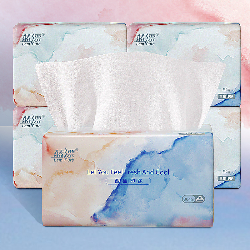 蓝漂(Lampure)西柚抽纸 304张8包LP-29176-A白色抽纸8包高清大图