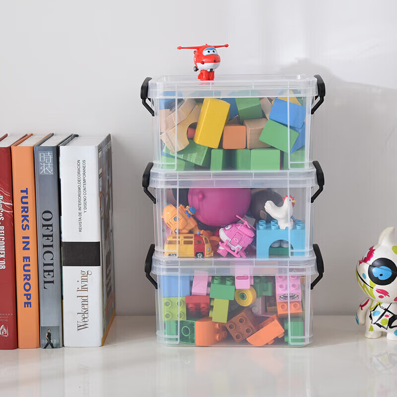 禧天龙(Citylong) X-6639有盖衣物书籍收纳箱加厚塑料盒透明白色2个装265*182*135mm高清大图