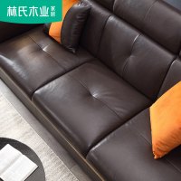 林氏木业现代简约客厅北欧真皮沙发小户型三人位皮质沙发床RAE2K